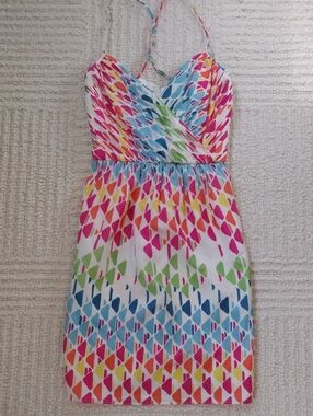 Shoshanna Multicolor Diamond-Print Sundress